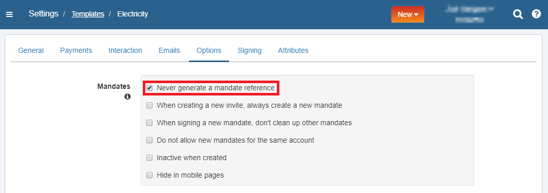 Never Generate Mandate Number