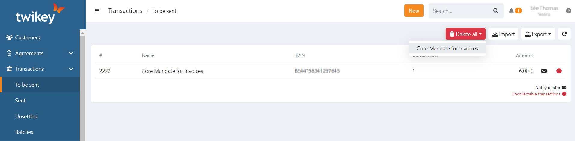 Delete batch from To be sent